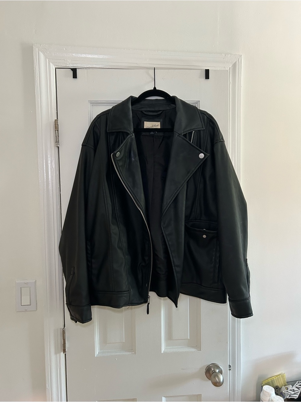 Universal Thread Black Faux Leather Bomber Jacket